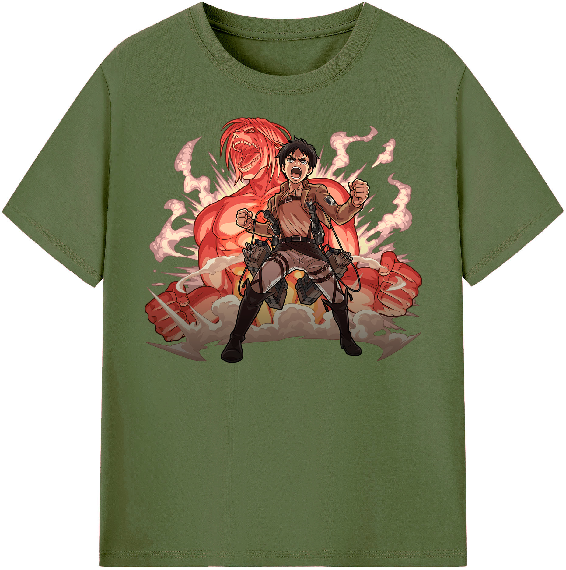 （画像用） 進撃の巨人 エレン･イェーガー Attack on Titan Eren Jäger 綿100％半袖Tシャツ（フロントプリント）
